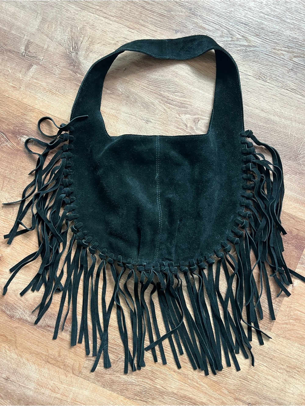 Free People Riley Fringe Bag RT $98 RARE Black Suede - Picture 2 of 3